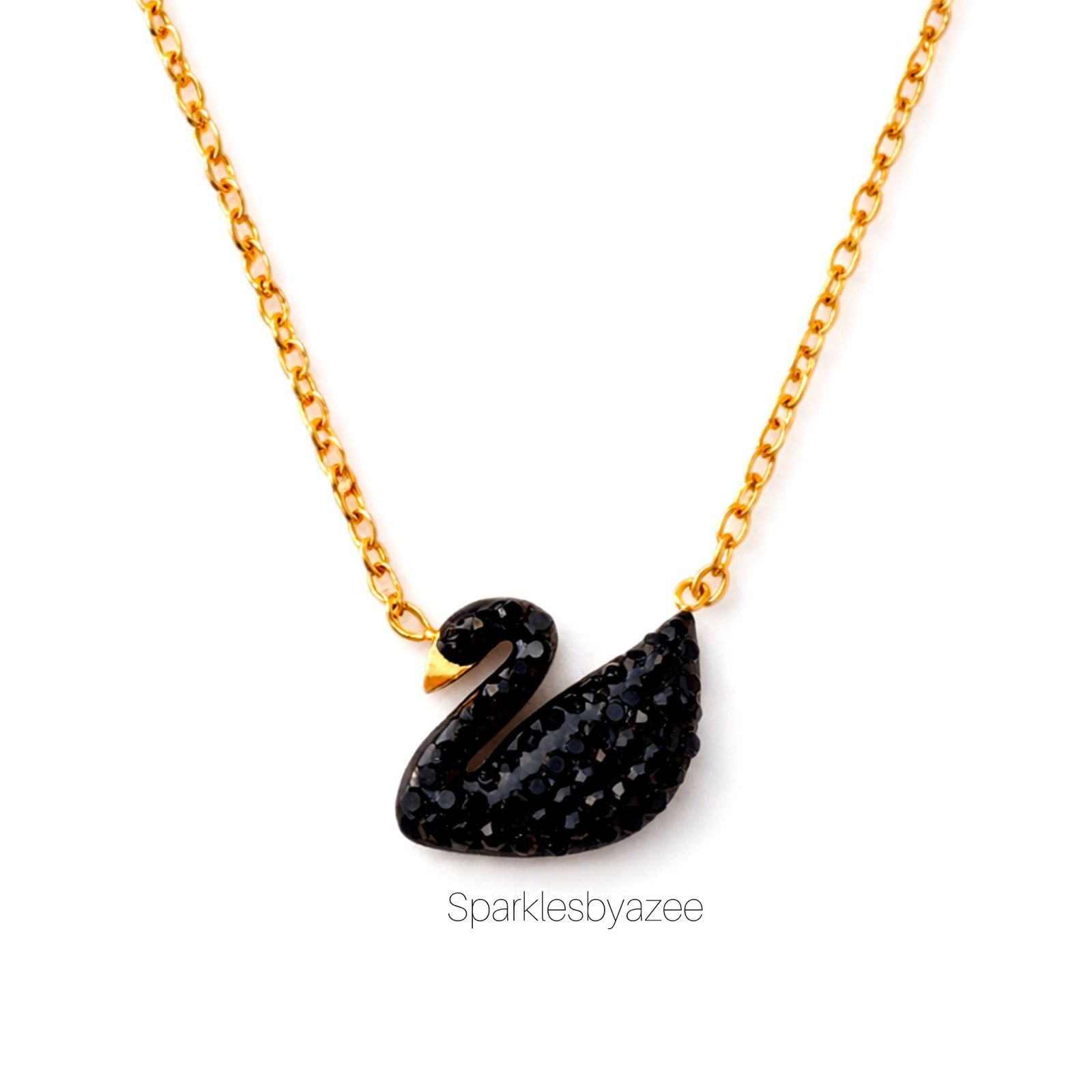 Swarovski Black Swan Necklace (18K Gold Plated)